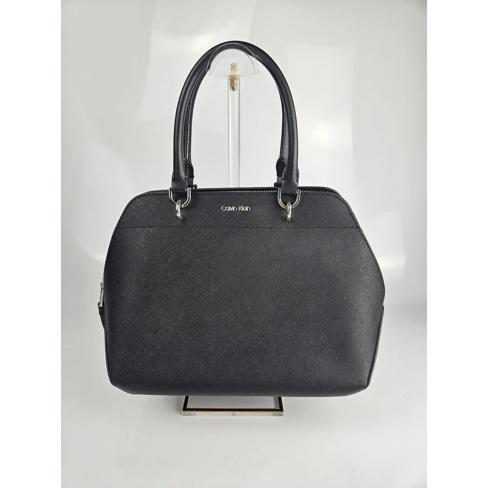 Calvin Klein Black Dome Satchel Handbag‎ Silver Hardware